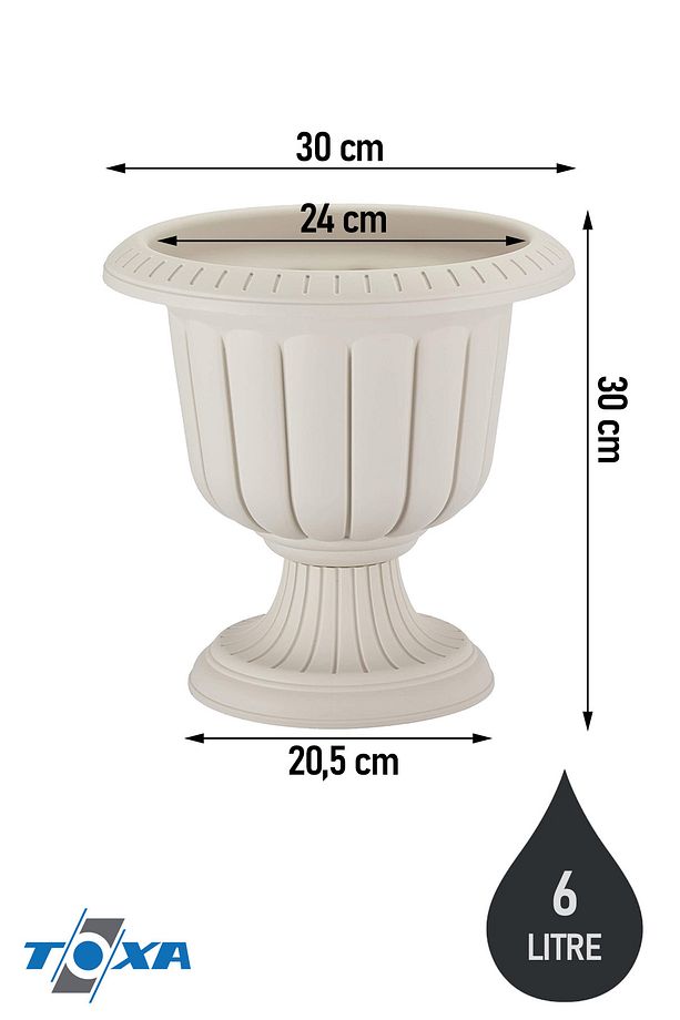 2 Adet 6 Litre Nergiz Saksı Seti Kırık Beyaz Ayaklı Plastik Çiçek Saksısı Set - 3