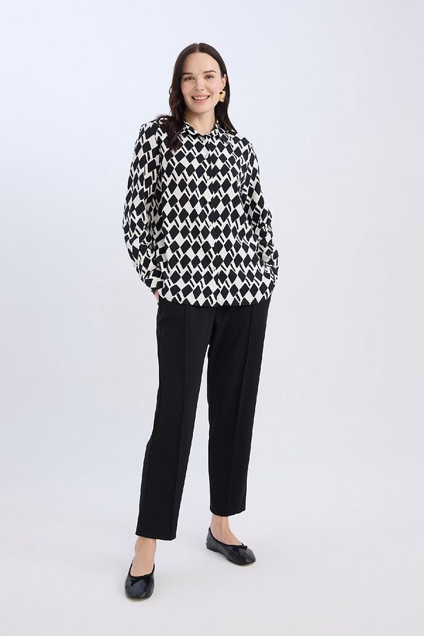 Krep Pantolon Carrot Fit Basic Düz Beli Lastikli Dar Paça Cepli D5950ax24wn - 2