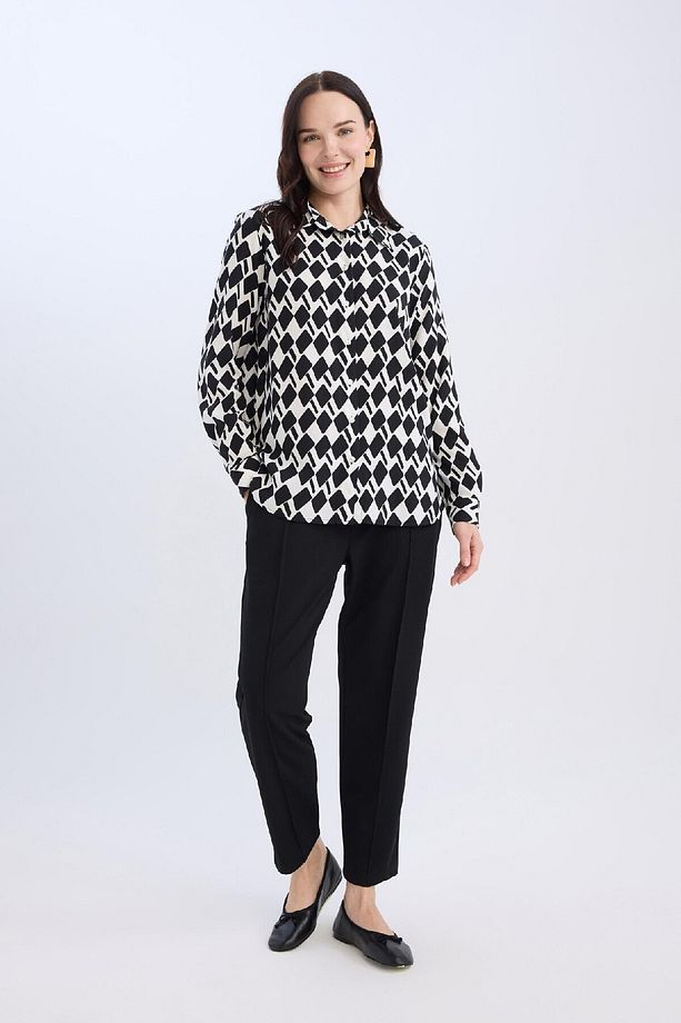 Krep Pantolon Carrot Fit Basic Düz Beli Lastikli Dar Paça Cepli D5950ax24wn - 1