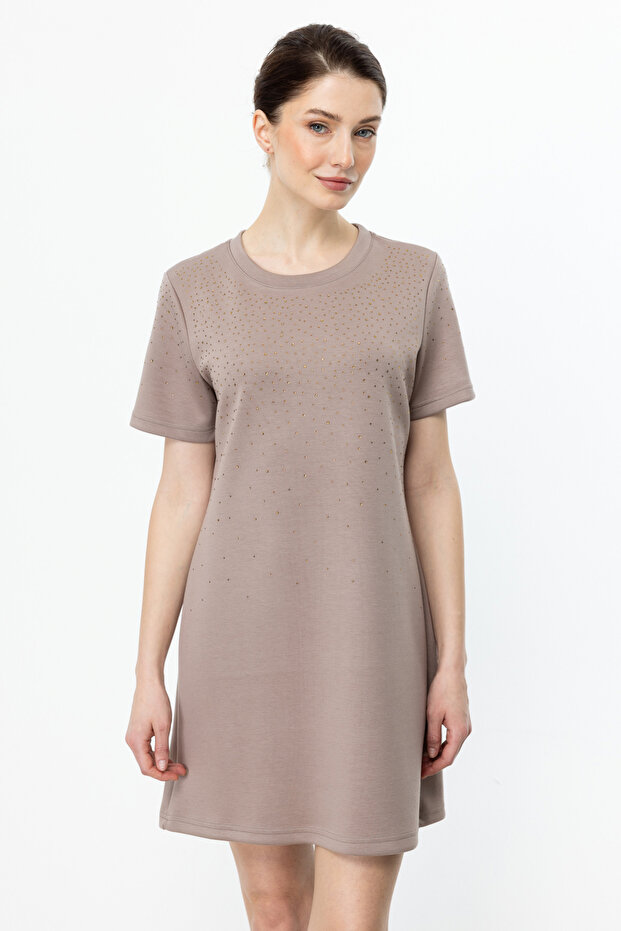 Taşlı Mini Boy Elbise - 2