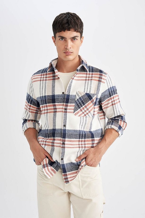 Regular Fit Kareli Oduncu Flanel Uzun Kollu Gömlek D4180ax24wn - 4