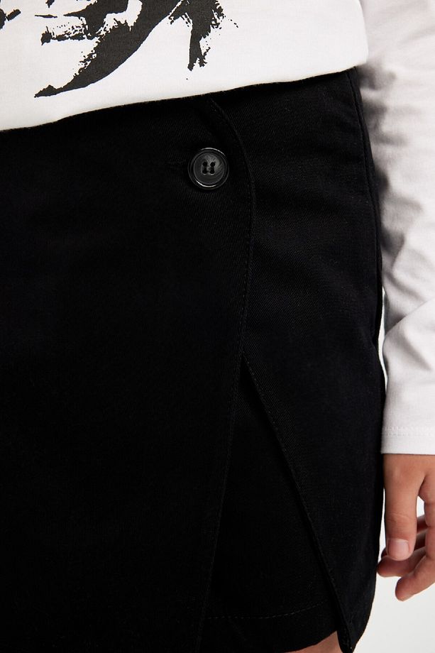 Kız Çocuk Düğmeli Gabardin Siyah Şort Etek D5286a824wn - 5