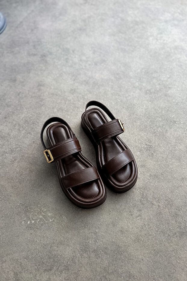 Mayra Acı Kahve Tek Tokalı Kadın Sandalet - 1