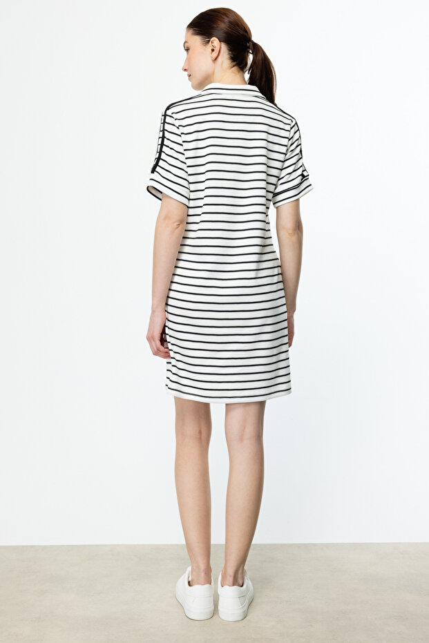 G Harfli Çizgili Elbise - 5