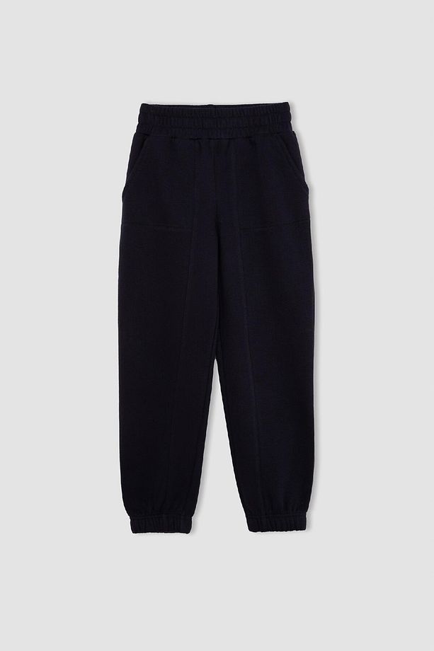 Kız Çocuk Beli Paçası Lastikli Cepli Basic Düz Kalın Jogger Eşofman Altı D3840A824WN - 7
