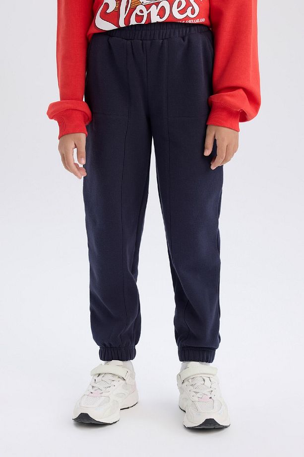 Kız Çocuk Beli Paçası Lastikli Cepli Basic Düz Kalın Jogger Eşofman Altı D3840A824WN - 4