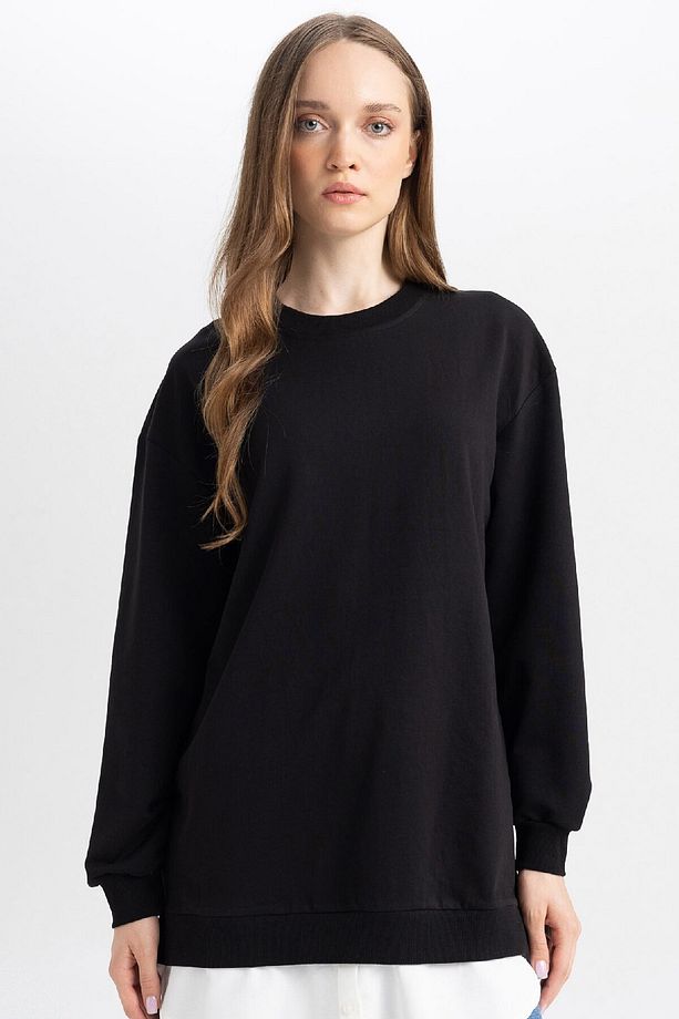 Regular Fit Bisiklet Yaka Basic Düz Sweatshirt Tunik A9529ax24au - 1