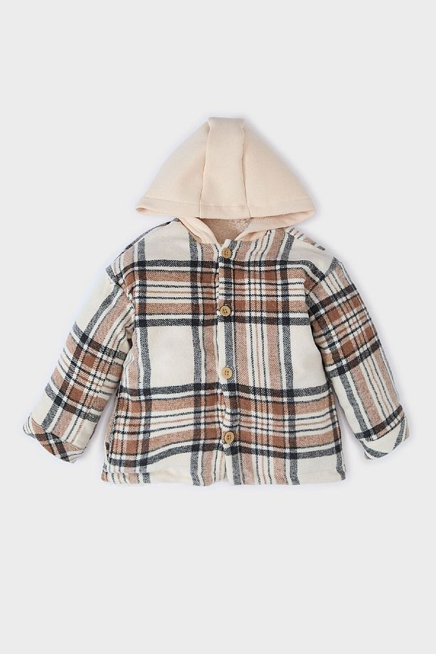 Erkek Bebek Kapüşonlu Kareli Flanel Uzun Kollu Gömlek D5271A524WN - 1