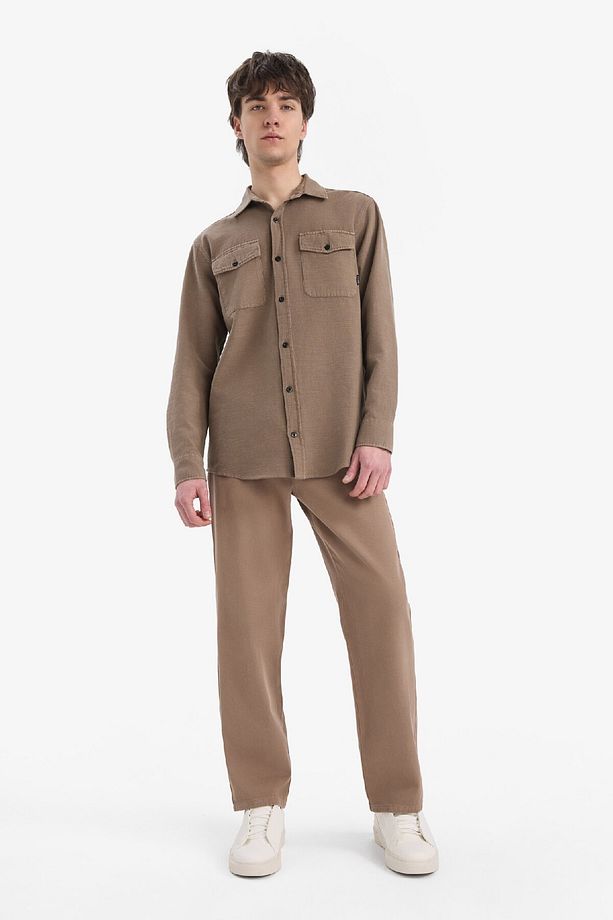 %100 Pamuk Regular Fit Polo Yaka Basic Düz Uzun Kollu Gömlek B2654ax25sp - 2