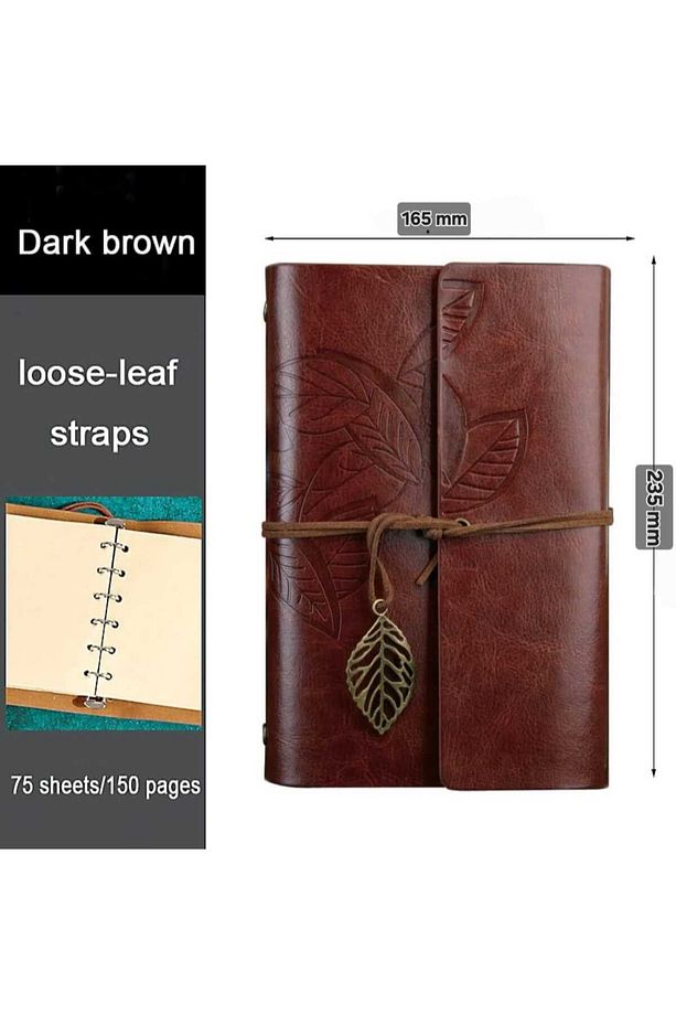 Retro Vintage Klasik Deri Kapak Notebook Seyahat Günlüğü Doldurulabilir Eskiz Not Defteri, 165x220mm - 2