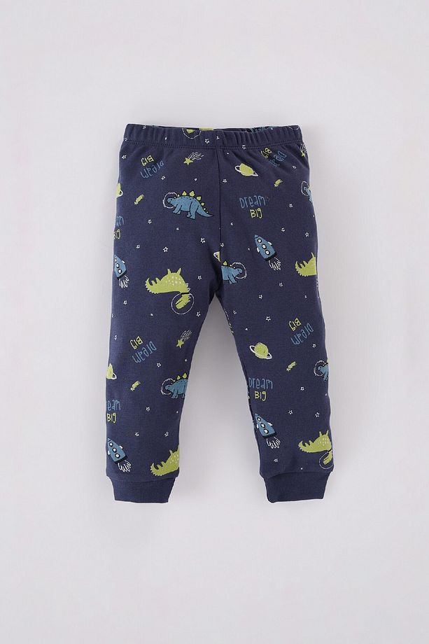 Erkek Bebek Pijama Takımı Dinazor Baskılı Bisiklet Yaka Uzun Kollu Üst Uzun Alt D5347A524WN - 2