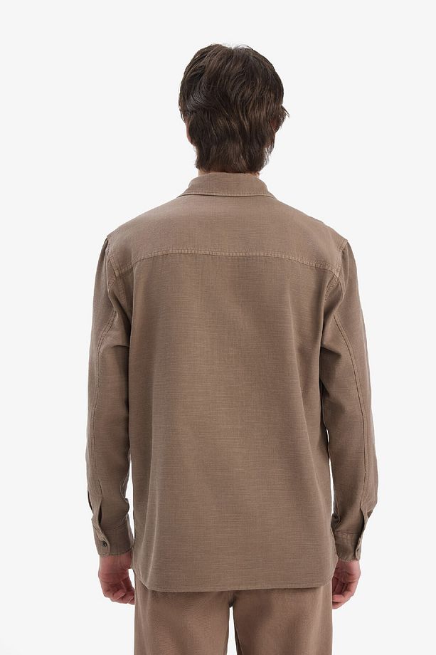 %100 Pamuk Regular Fit Polo Yaka Basic Düz Uzun Kollu Gömlek B2654ax25sp - 8
