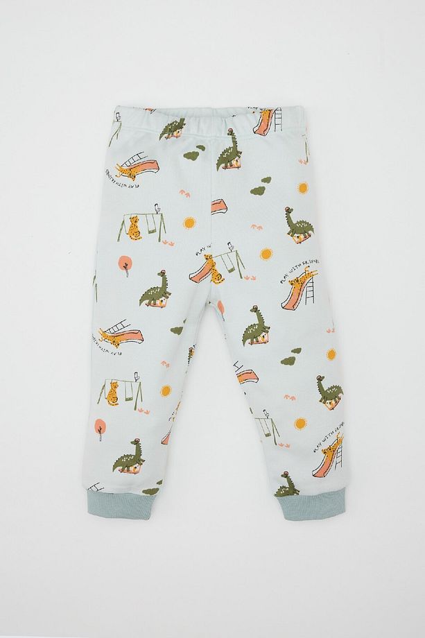Erkek Bebek Pijama Takımı Bisiklet Yaka Desenli Uzun Kollu Üst Alt D5349a524wn - 2
