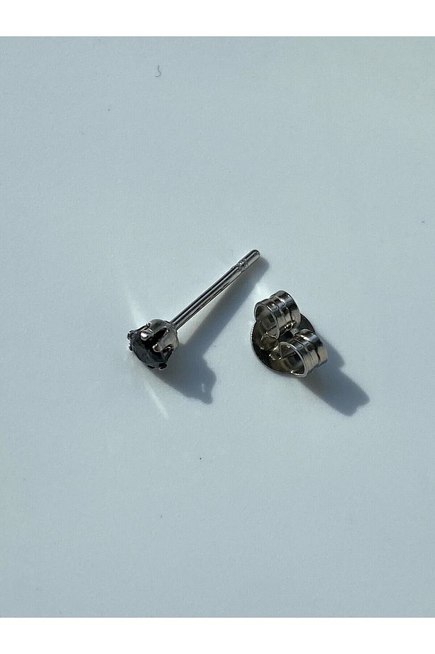 Erkek Çivi Model Tektaş Günlük Zirkon Siyah Taşlı Çelik Küpe 3 mm Tek Adet - 6