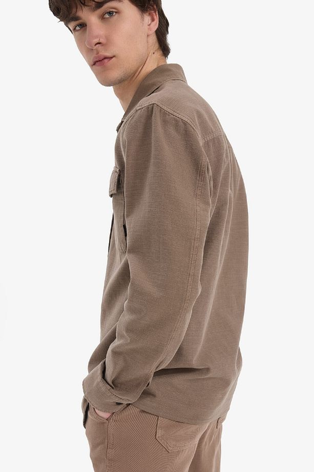 %100 Pamuk Regular Fit Polo Yaka Basic Düz Uzun Kollu Gömlek B2654ax25sp - 6