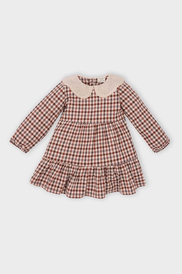 Kız Bebek Kareli Uzun Kollu Flanel Elbise D5594A524WN - 1