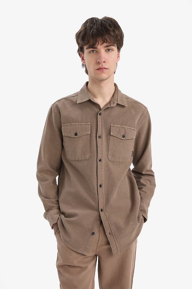 %100 Pamuk Regular Fit Polo Yaka Basic Düz Uzun Kollu Gömlek B2654ax25sp - 3