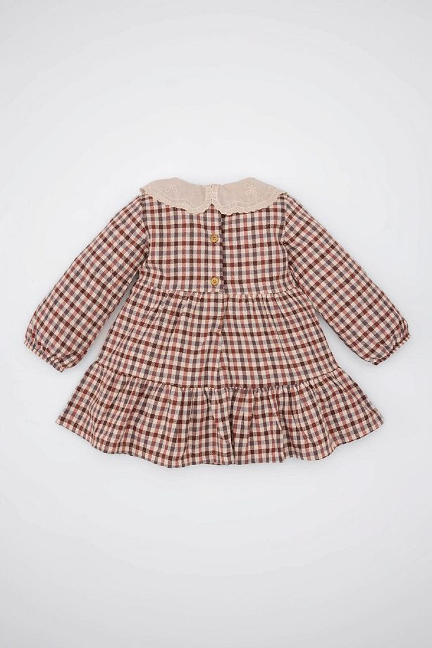 Kız Bebek Kareli Uzun Kollu Flanel Elbise D5594A524WN - 5