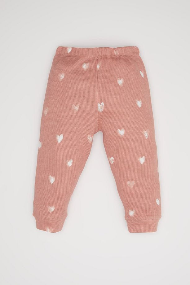 Kız Bebek Pijama Takımı Kalp Desenli Uzun Kollu Waffle Üst Beli Lastikli Uzun Alt D6797a5ns - 2