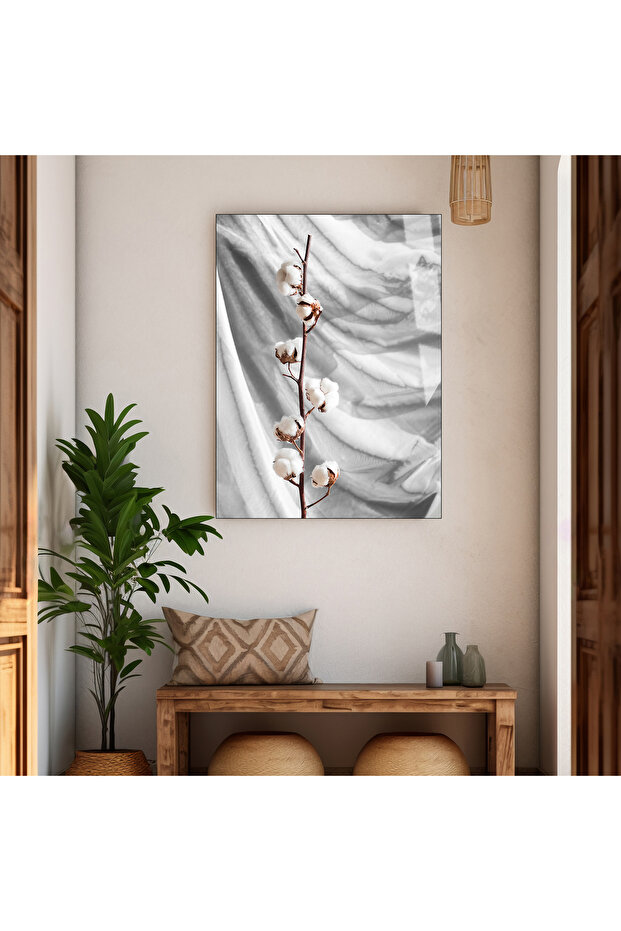 Hari̇kabi̇rev | Unbreakable Glass Table White Cotton Planted Pattern | Tmtekli̇