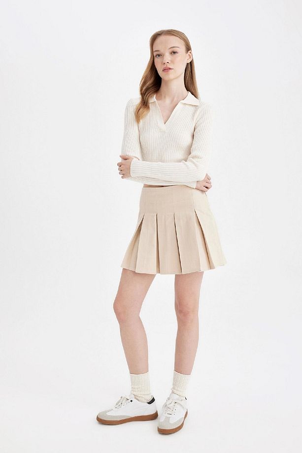 Coool Piliseli Normal Bel Basic Düz Gabardin Mini Etek D5265ax24au - 3