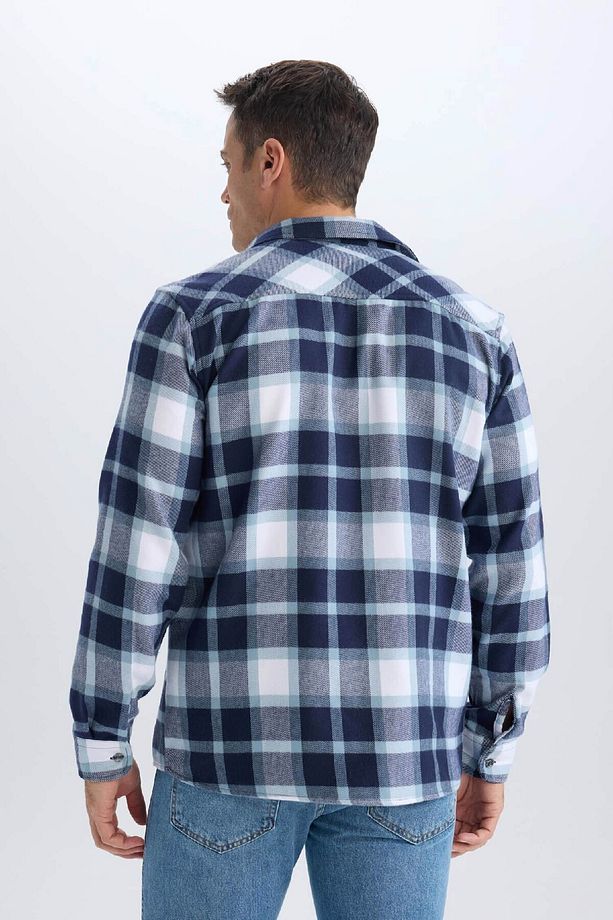 Regular Fit Kareli Pamuklu Uzun Kollu Gömlek D7556AX24AU - 6