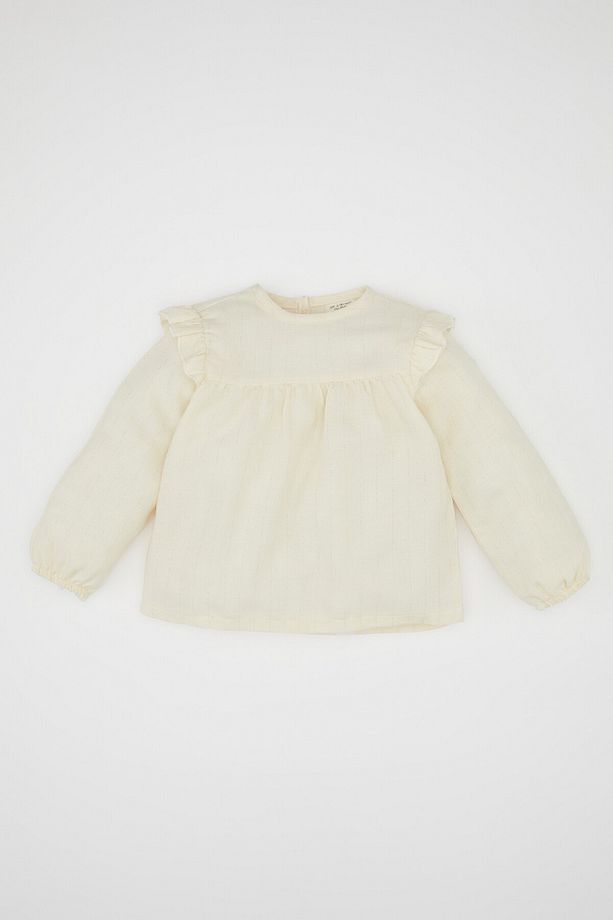 Kız Bebek Bisiklet Yaka Twill Uzun Kollu Gömlek D6234a524wn - 1