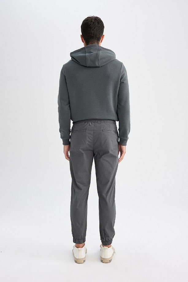%100 Pamuk Yazlık Jogger Pantolon Basic Düz Beli Bağcıklı Cepli Lastikli Paça D7782ax24au - 7