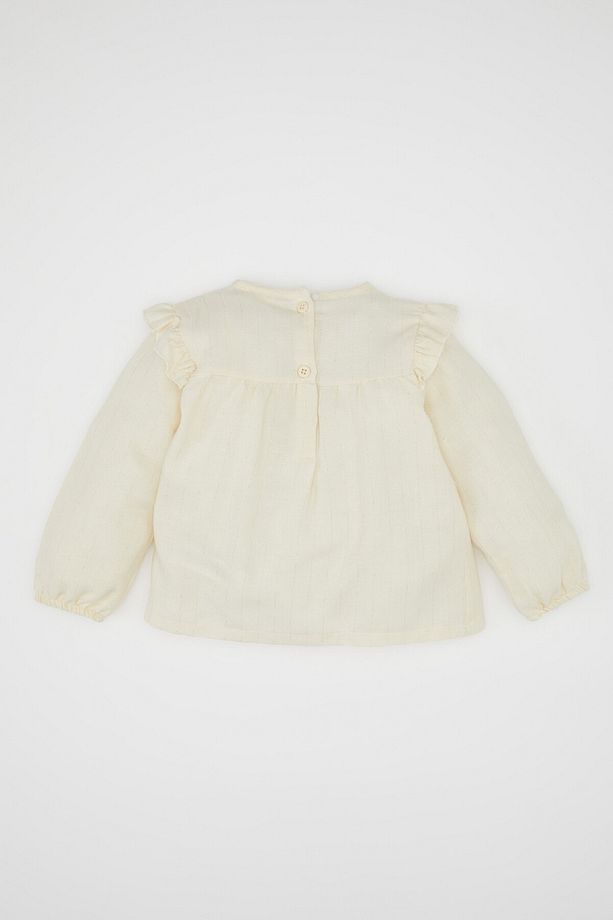 Kız Bebek Bisiklet Yaka Twill Uzun Kollu Gömlek D6234a524wn - 5