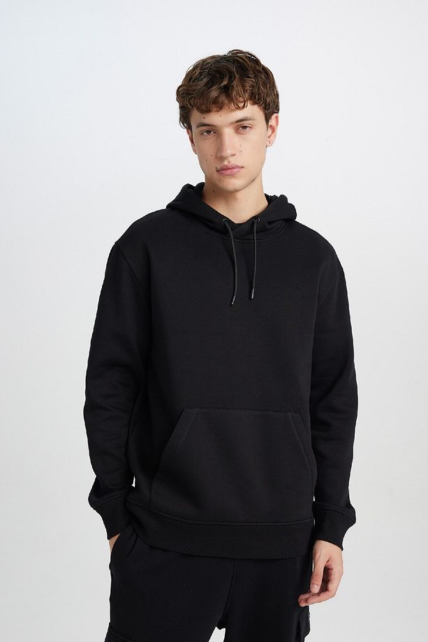 Regular Fit Kapüşonlu Kanguru Cepli Içi Yumuşak Tüylü Basic Düz Sweatshirt X8283az25sp - 1