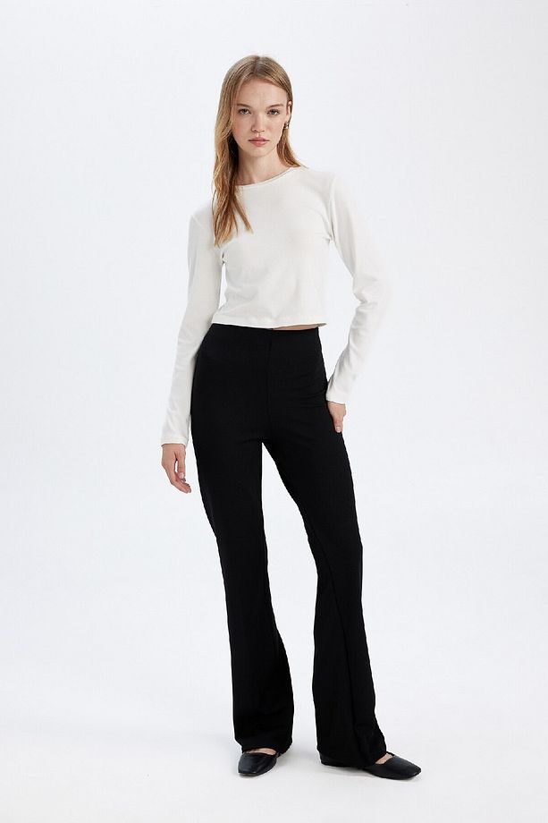 Flare Fit Casual Basic Düz Pantolon D8096ax24au - 2