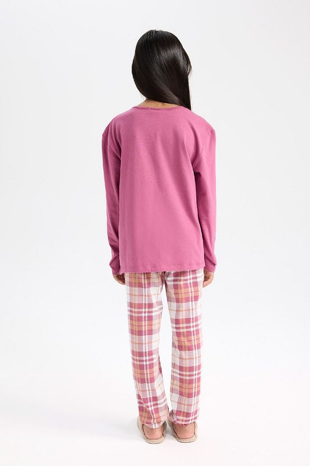 Kız Çocuk Pijama Takımı Baskılı Uzun Kollu  Üst Beli Lastikli Uzun Alt D7740A824WN - 5