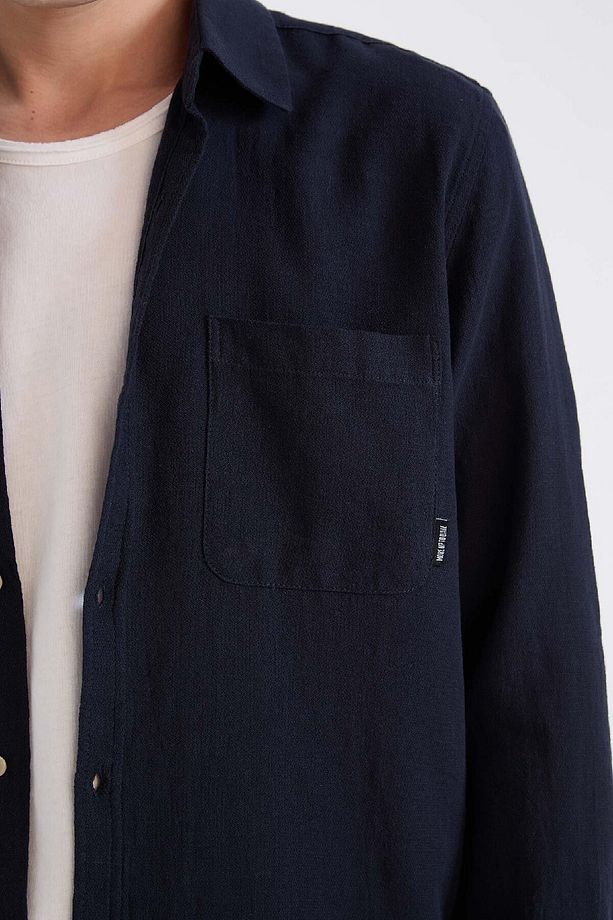 %100 Pamuk Regular Fit Basic Düz Uzun Kollu Gömlek D7079ax25sp - 4