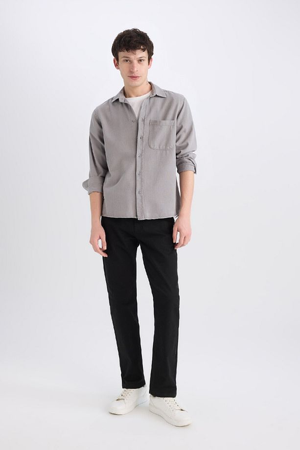 %100 Pamuk Regular Fit Basic Düz Uzun Kollu Gömlek D7406ax24au - 2