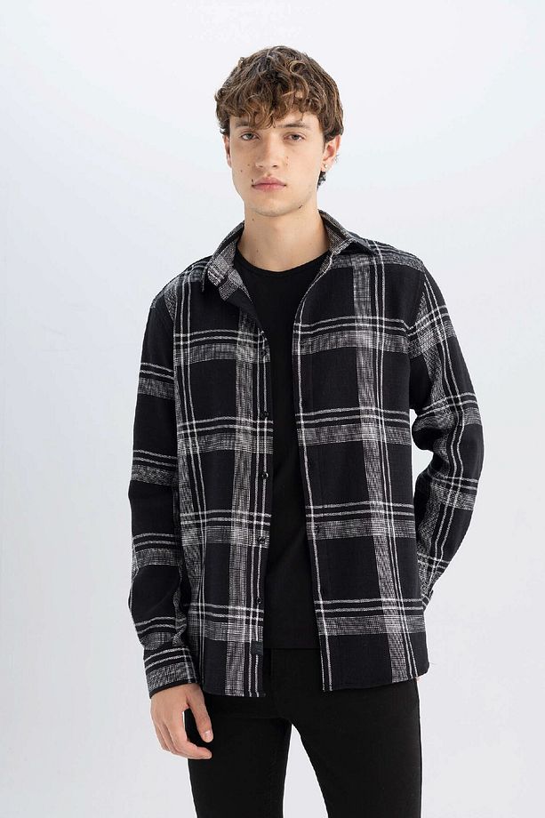 %100 Pamuk Regular Fit Kareli Oduncu Flanel Uzun Kollu Gömlek D6727ax24au - 3