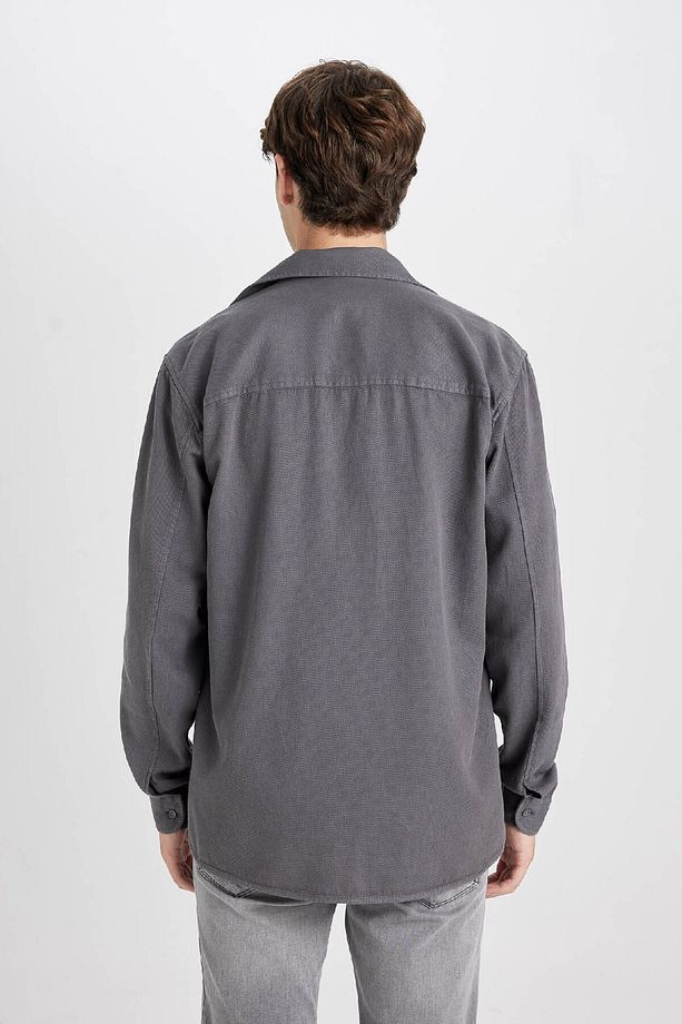 %100 Pamuk Regular Fit Basic Düz Uzun Kollu Gömlek D7406ax24au - 6