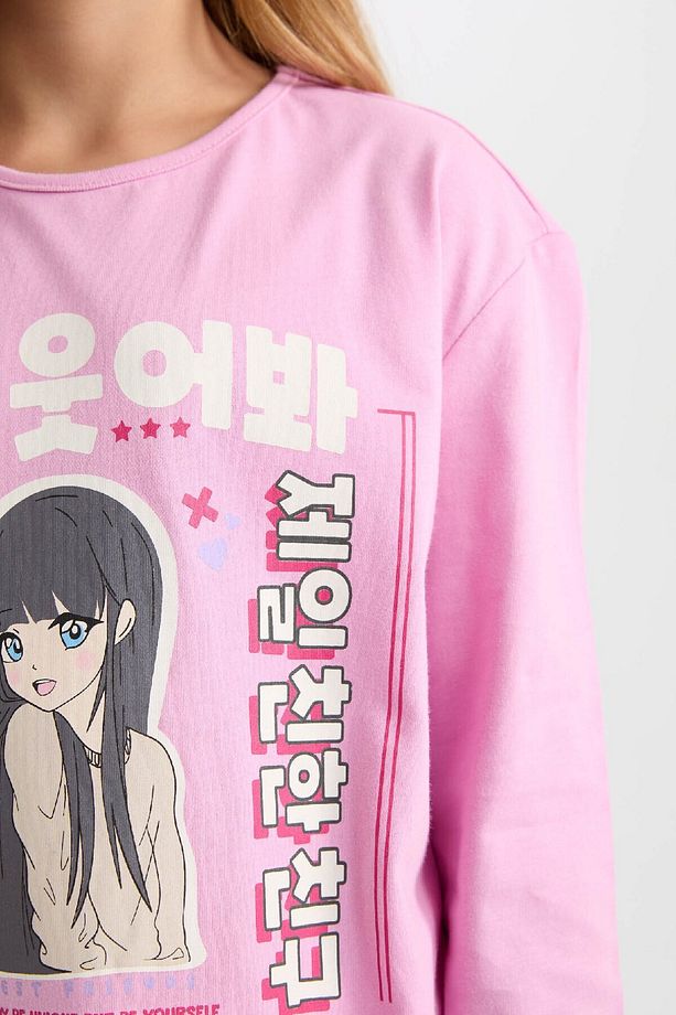Kız Çocuk Pijama Takımı Baskılı Uzun Kollu Üst Uzun Alt D8191a8ns - 4