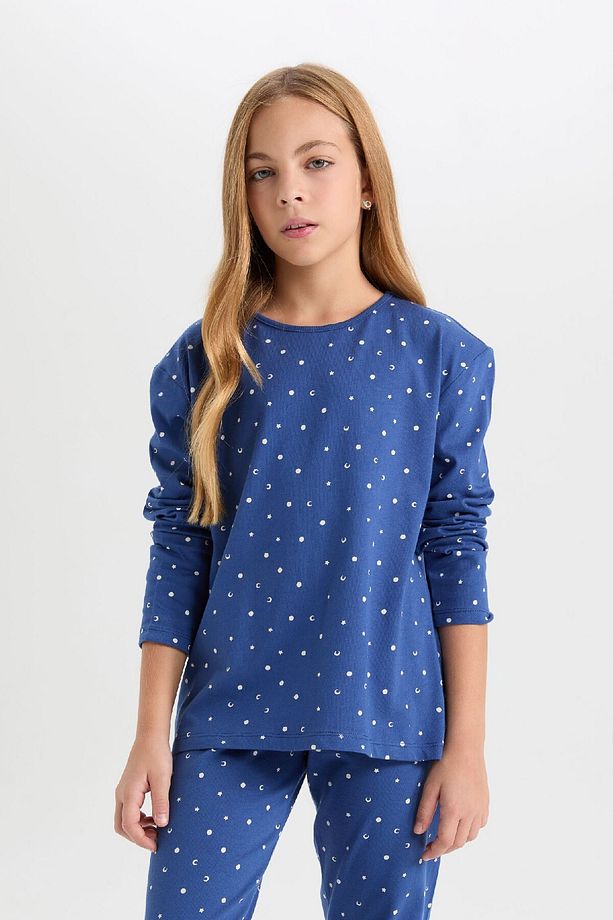 Kız Çocuk Pijama Takım Desenli Uzun Kollu Üst Beli Lastikli Uzun Alt D7746a824wn - 3