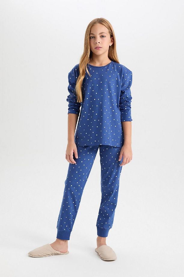 Kız Çocuk Pijama Takım Desenli Uzun Kollu Üst Beli Lastikli Uzun Alt D7746a824wn - 1