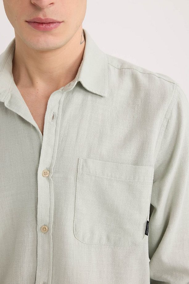 %100 Pamuk Regular Fit Basic Düz Uzun Kollu Gömlek D7079ax25sp - 5
