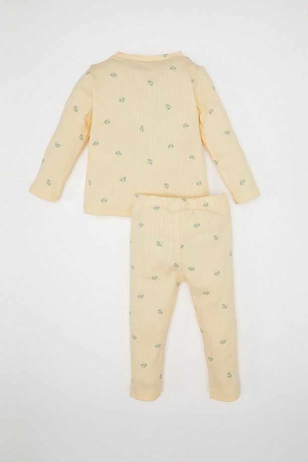 Kız Bebek Pijama Takımı Desenli Uzun Kollu Fitilli Kaşkorse Üst Beli Lastikli Uzun Alt D8294a5ns - 4