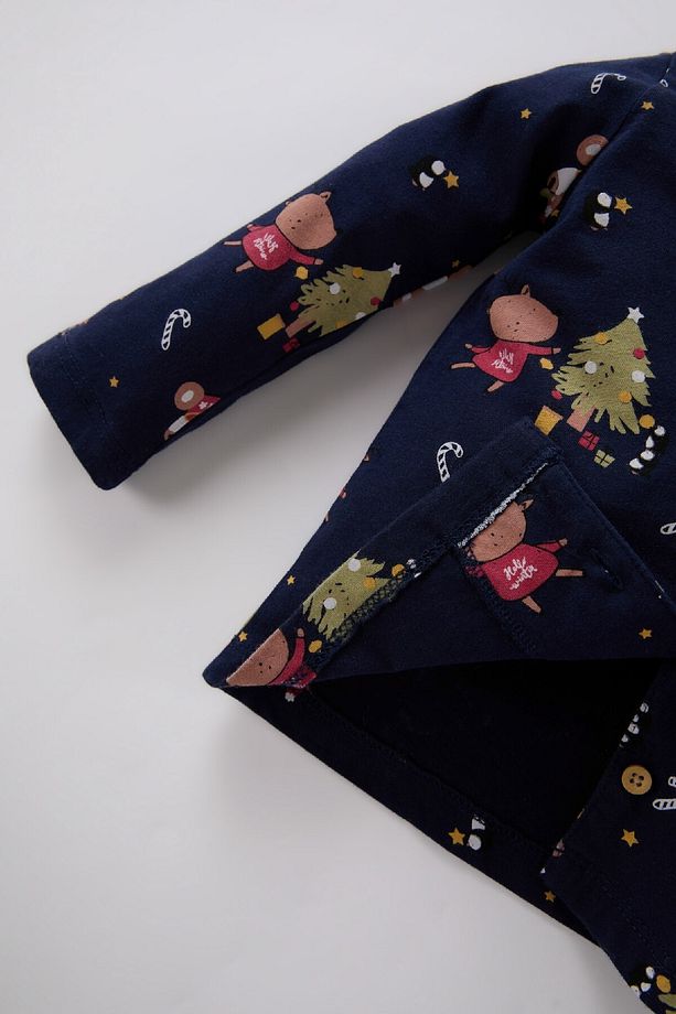 Erkek Bebek Pijama Takımı Yılbaşı Temalı Uzun Kollu Üst Beli Lastikli Uzun Alt D7144a524wn - 5