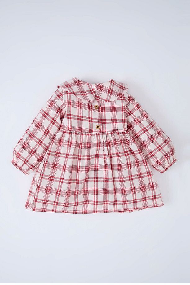 Kız Bebek Kareli Uzun Kollu Flanel Elbise D7426a524wn - 4