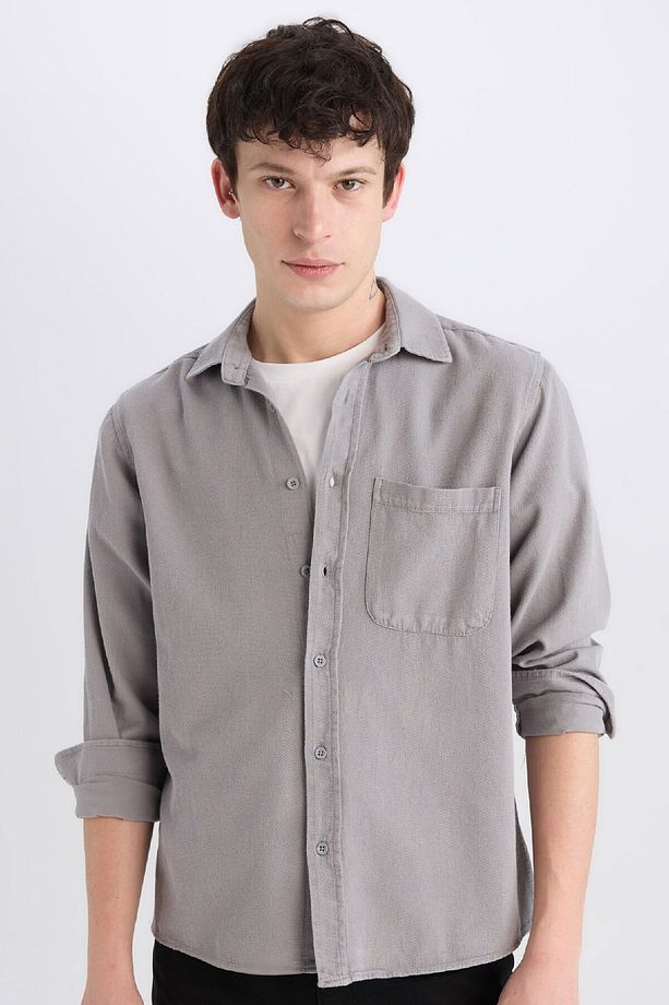 %100 Pamuk Regular Fit Basic Düz Uzun Kollu Gömlek D7406ax24au - 1