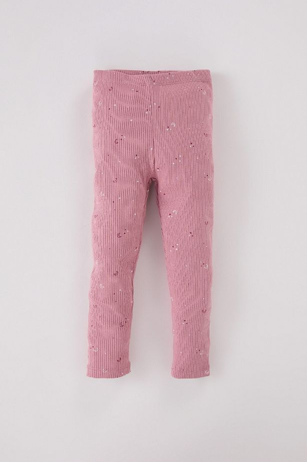 Kız Bebek Pijama Takımı Yıldız Desenli Fitilli Kaşkorse Bisiklet Yaka Uzun Kollu Üst Uzun Alt D7173a - 2