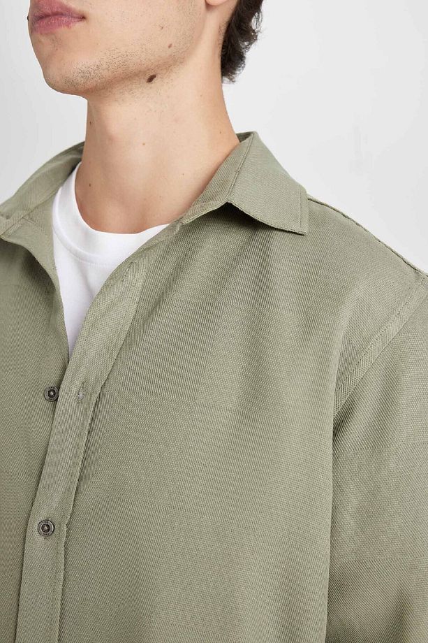 %100 Pamuk Regular Fit Basic Düz Uzun Kollu Gömlek D7397ax24au - 5