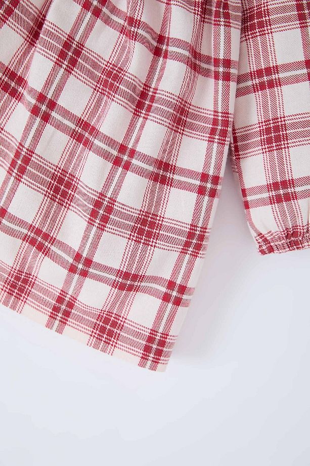 Kız Bebek Kareli Uzun Kollu Flanel Elbise D7426a524wn - 3