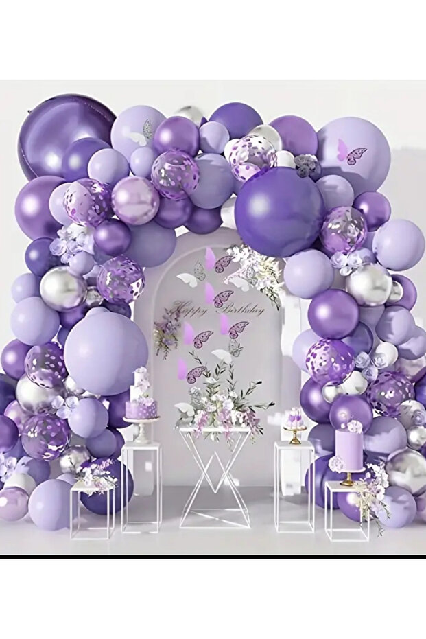 Lilac Purple Silver Chrome Transparent Sequin Balloon Chain Set of 100