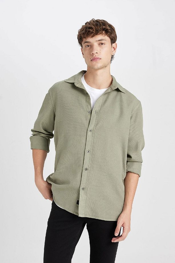 %100 Pamuk Regular Fit Basic Düz Uzun Kollu Gömlek D7397ax24au - 3