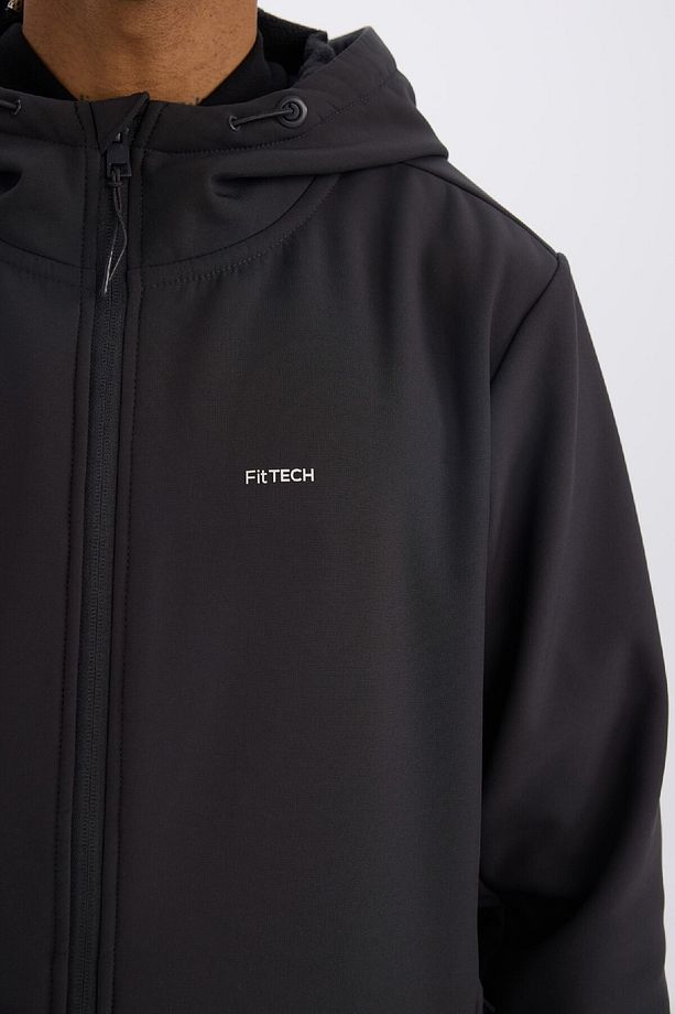 DeFactoFit Su İtici Regular Fit Kapüşonlu Fermuarlı Softshell Mont D6178AX25SP - 5